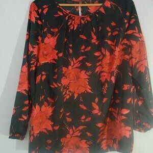 Talbots Black Red Floral Blouse – Women’s 2XP (Plus Petite)